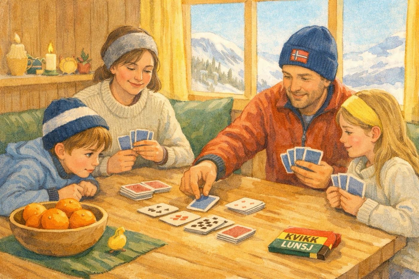 Kortspill på hytta i påsken