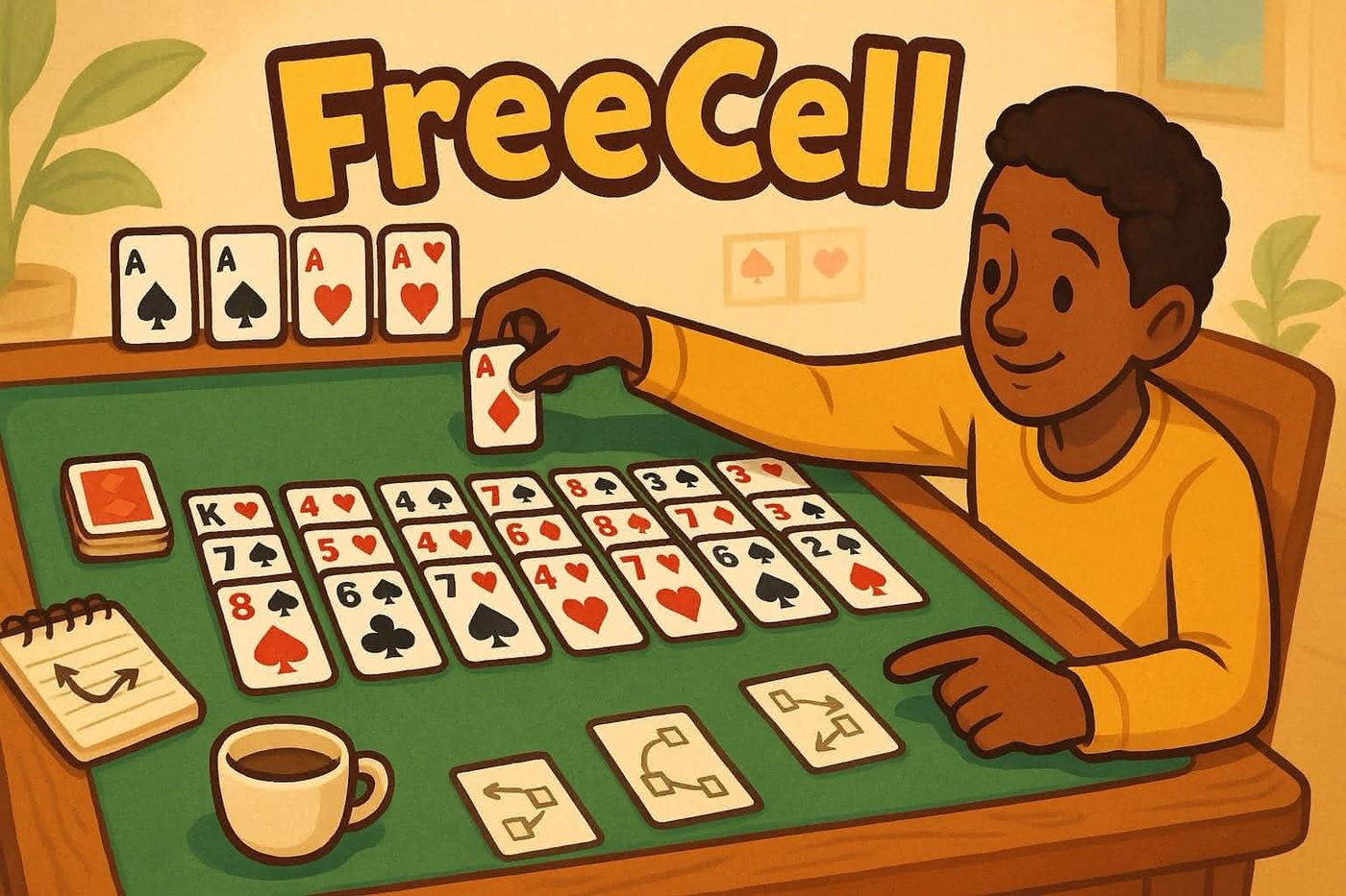 Illustrasjon til FreeCell: Oppsett av spillet