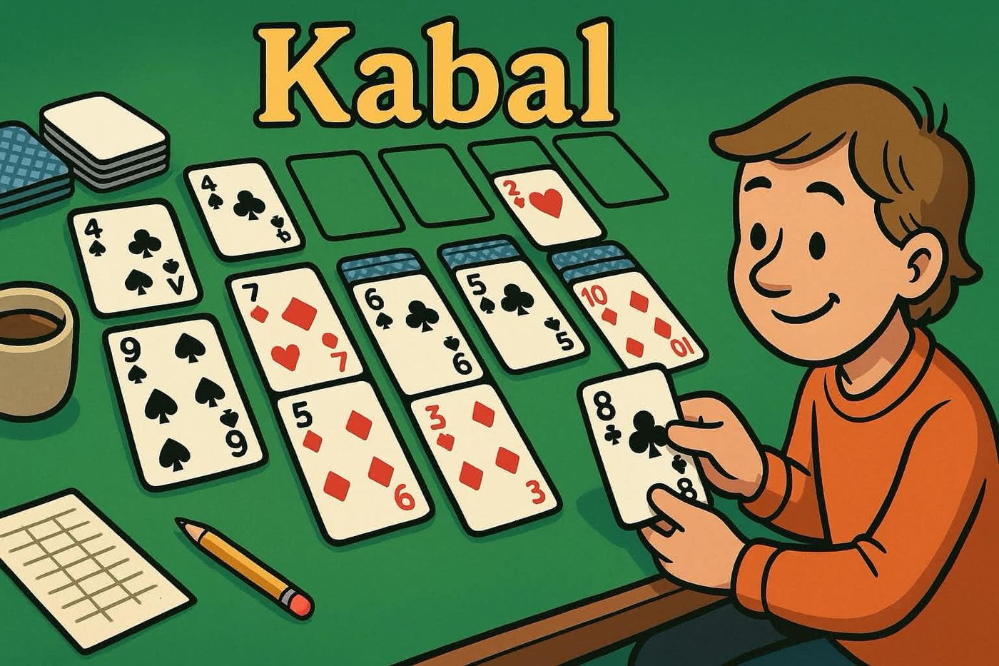 Illustrasjon til Syver-kabalen: Spillets regler